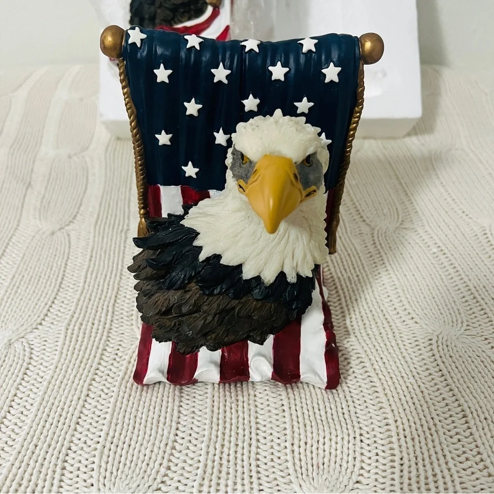 Vintage Avery Patriotic Bald Eagle Bookends NWOT Heavy Flag Colors Study Decor